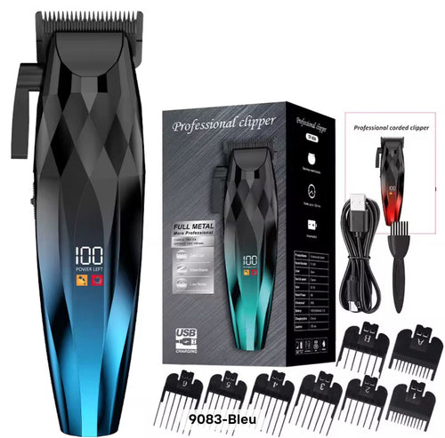 Kit de Tondeuse Électrique pour Homme: Tondeuse à Barbe Sans Fil, Tondeuse à Cheveux avec Peigne Limiteur réglable